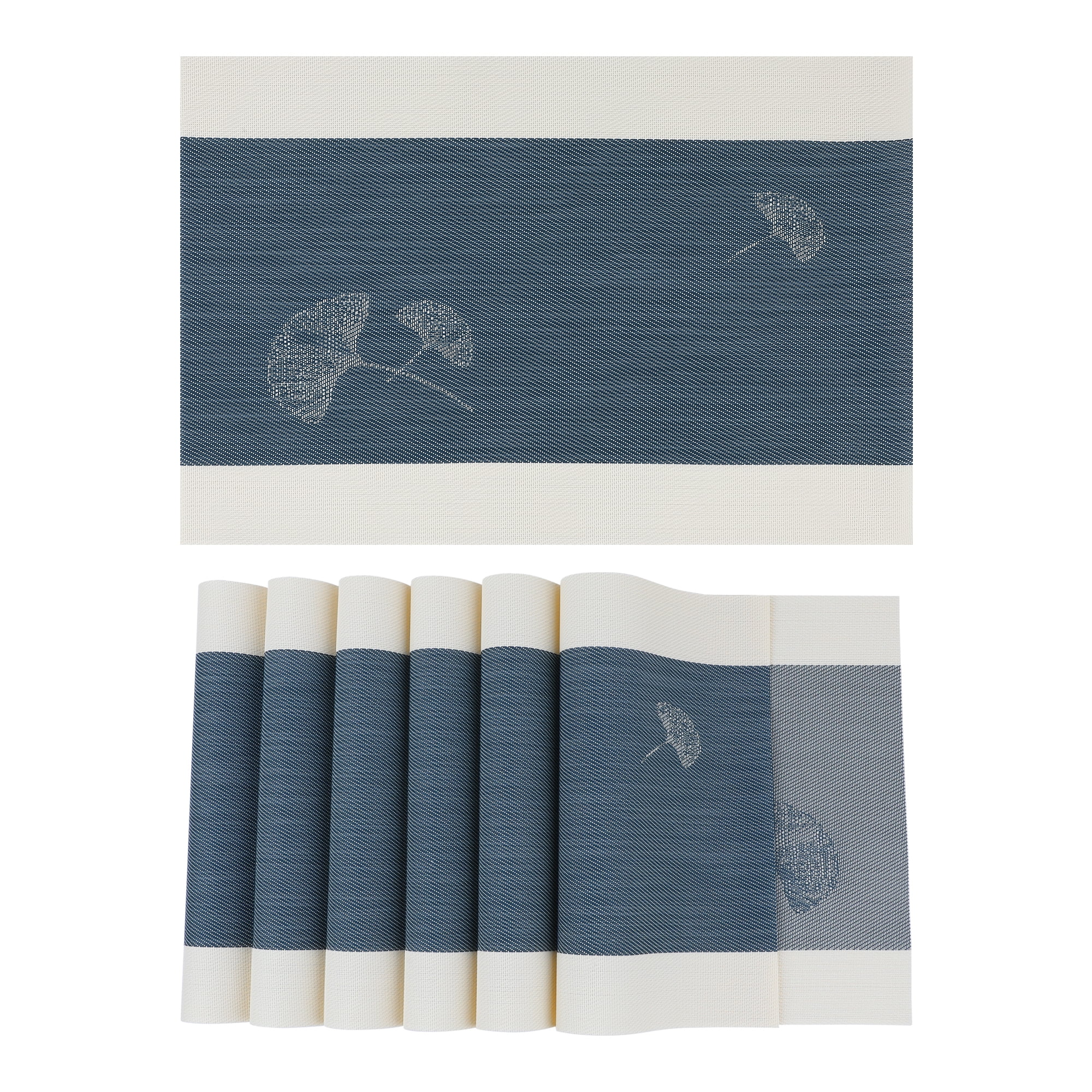 Unique Bargains Set of 6 Placemats for Kitchen Dining Table Decor Navy