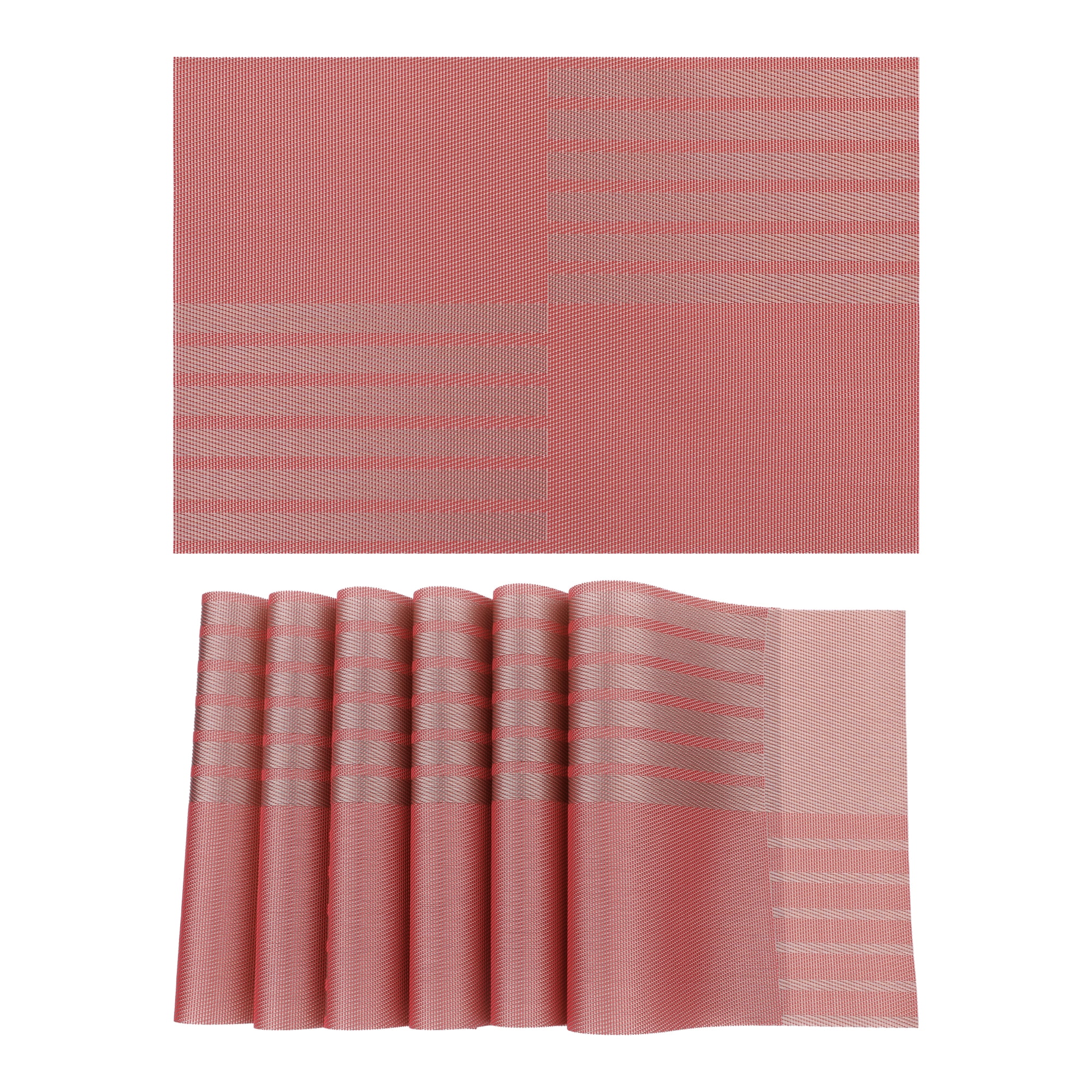 Unique Bargains Set of 6 Placemats for Kitchen Dining Table Decor Red 18x12in