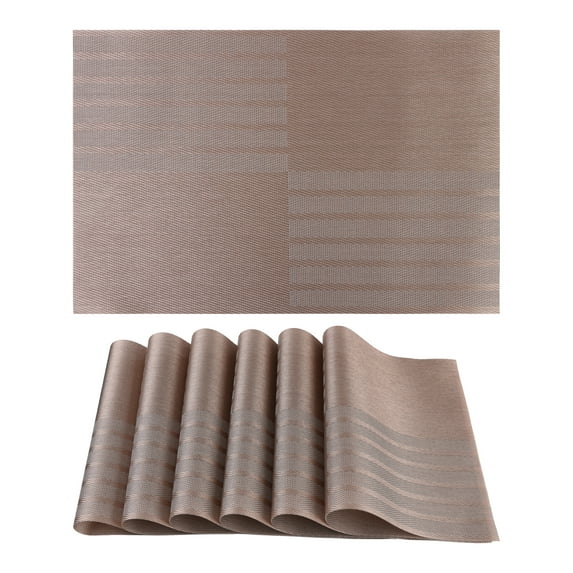 Unique Bargains Set of 6 Placemats for Kitchen Dining Table Decor Sand 18x12in