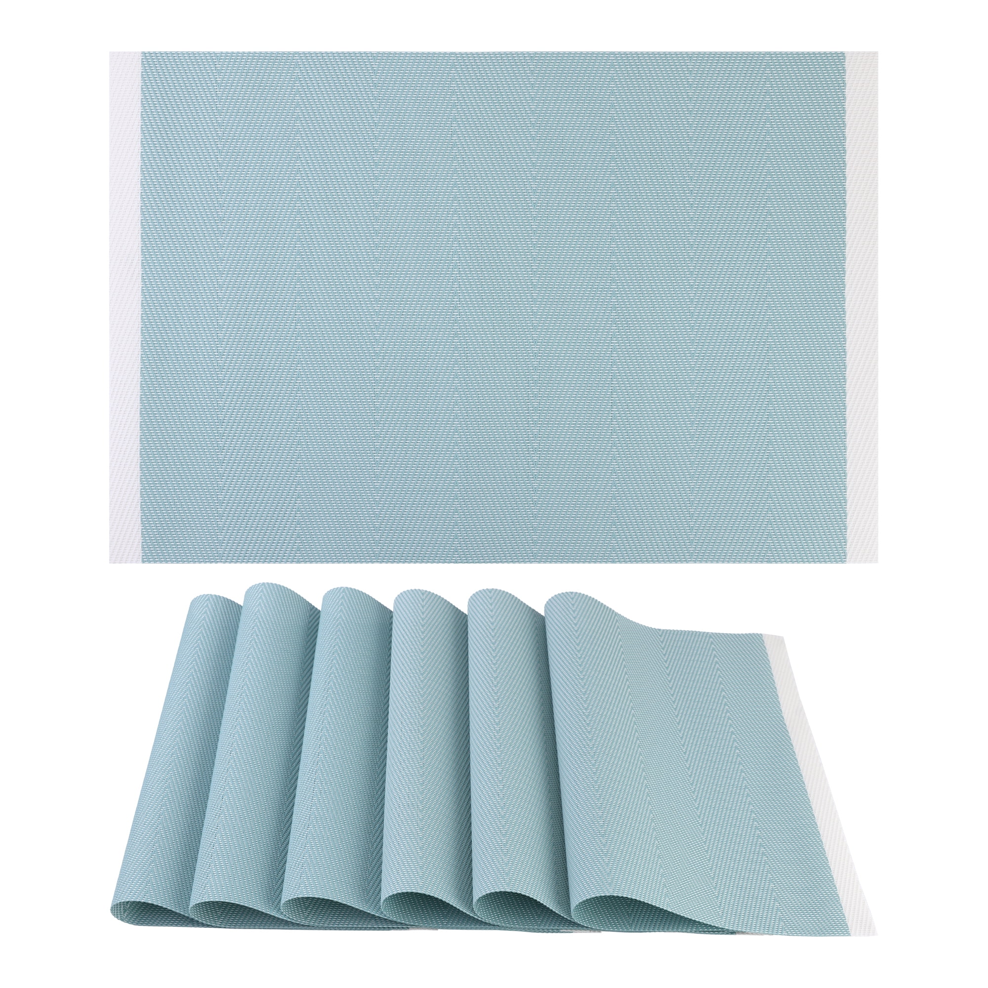 Unique Bargains Set of 6 Placemats for Kitchen Dining Table Decor Washable Blue