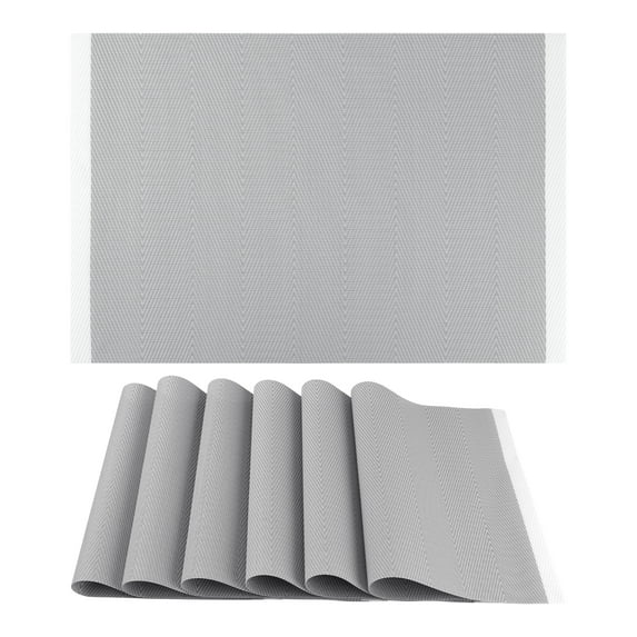 Unique Bargains Set of 6 Placemats for Kitchen Dining Table Decor Washable Gray