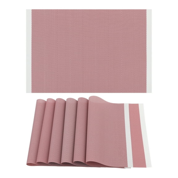 Unique Bargains Set of 6 Placemats for Kitchen Dining Table Decor Washable Pink
