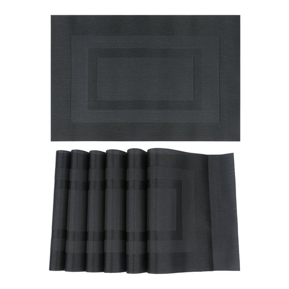 Unique Bargains Set of 6 Placemats for Kitchen Table Decor Black