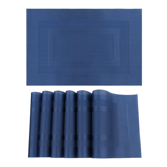 Unique Bargains Set of 6 Placemats for Kitchen Table Decor Blue