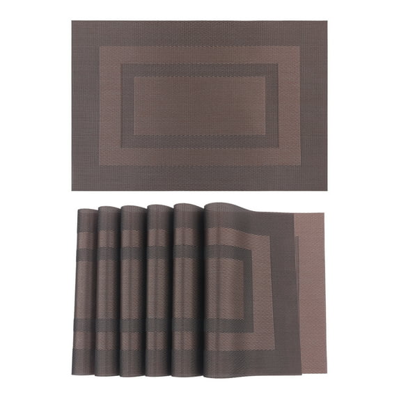 Unique Bargains Set of 6 Placemats for Kitchen Table Decor Brown