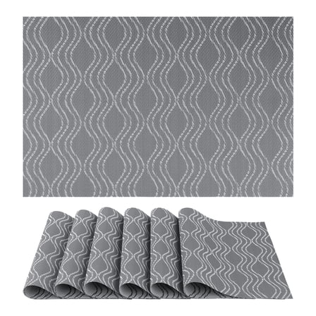 Unique Bargains Set of 6 Plastic Placemats Kitchen Mat for Dining Table Decor Black