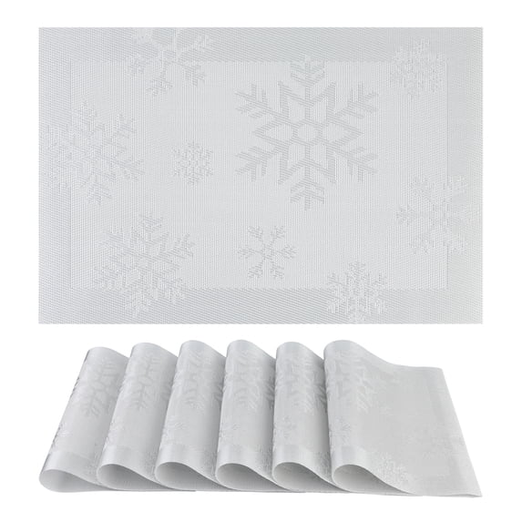 Unique Bargains 6Pcs Plastic Placemats Table Mats Silver 17.7" x 11.8"