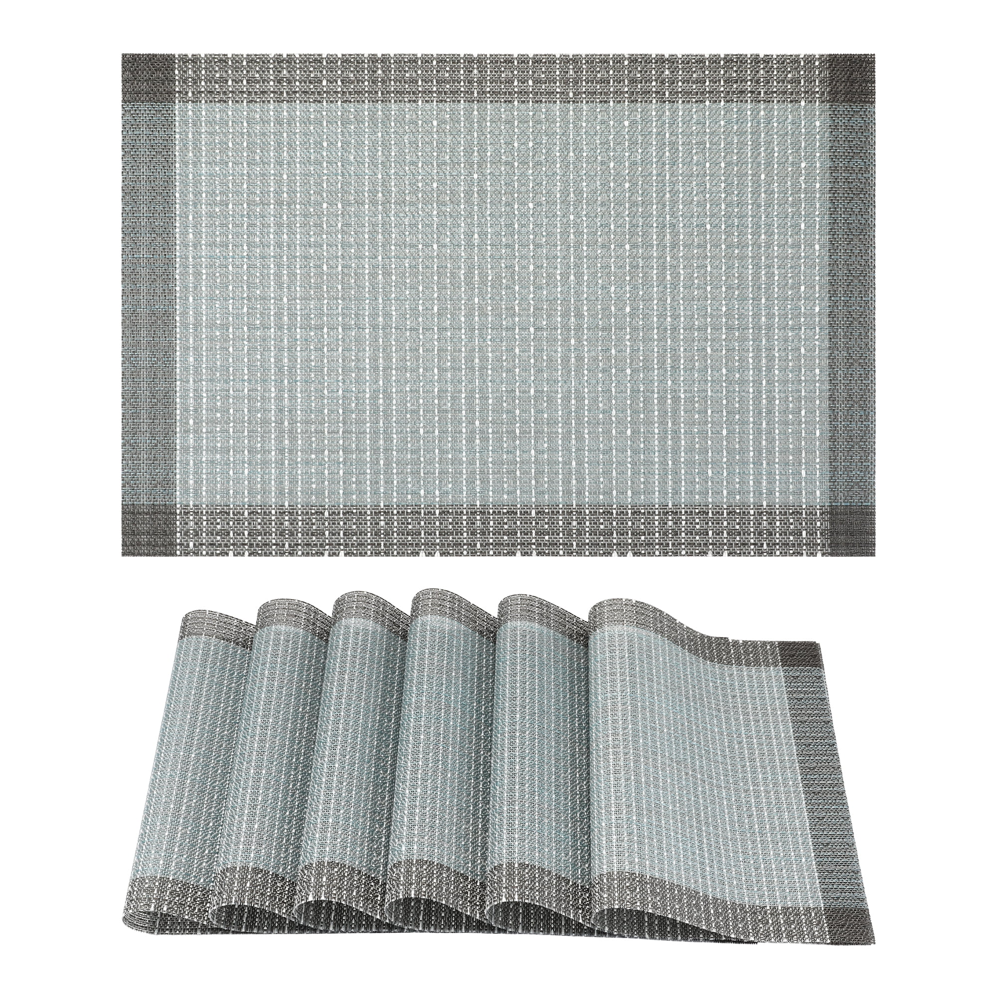 Unique Bargains Set of 6 Plastic Placemats for Table Decor Indoor Outdoor Blue