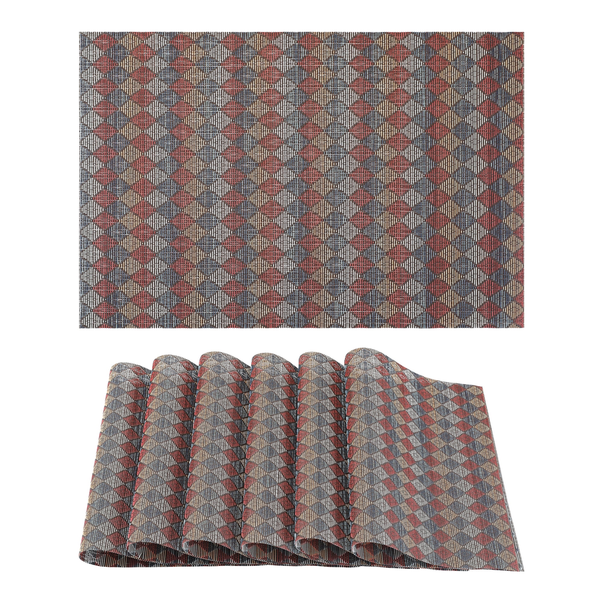 Unique Bargains Set of 6 Plastic Washable Placemats for Dining Table ...