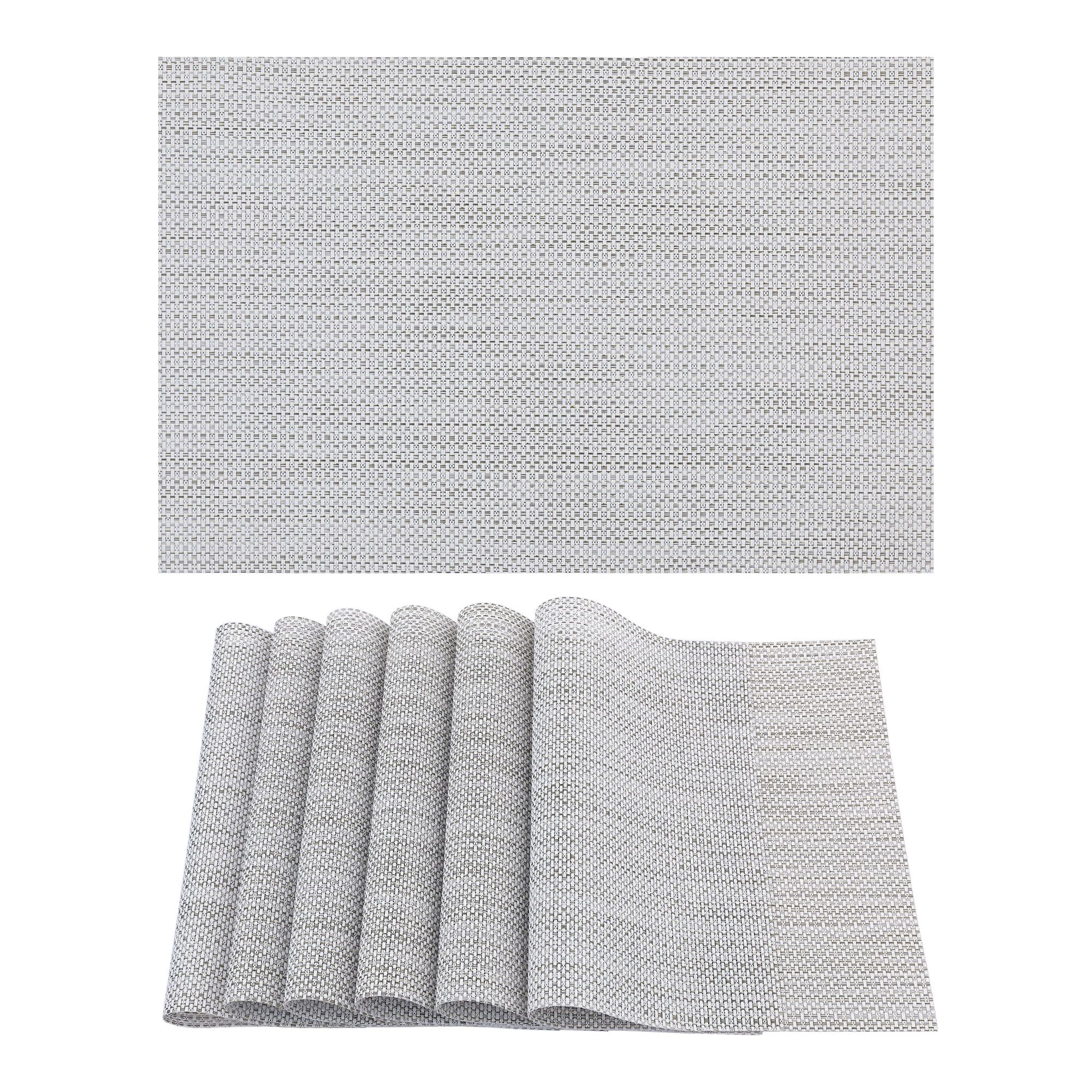 Unique Bargains Set of 6 Polyvinyl Chloride Solid Placemats Beige 18*12in