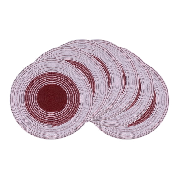 Unique Bargains Set of 6 Rattan Placemats for Dining Table Burgundy