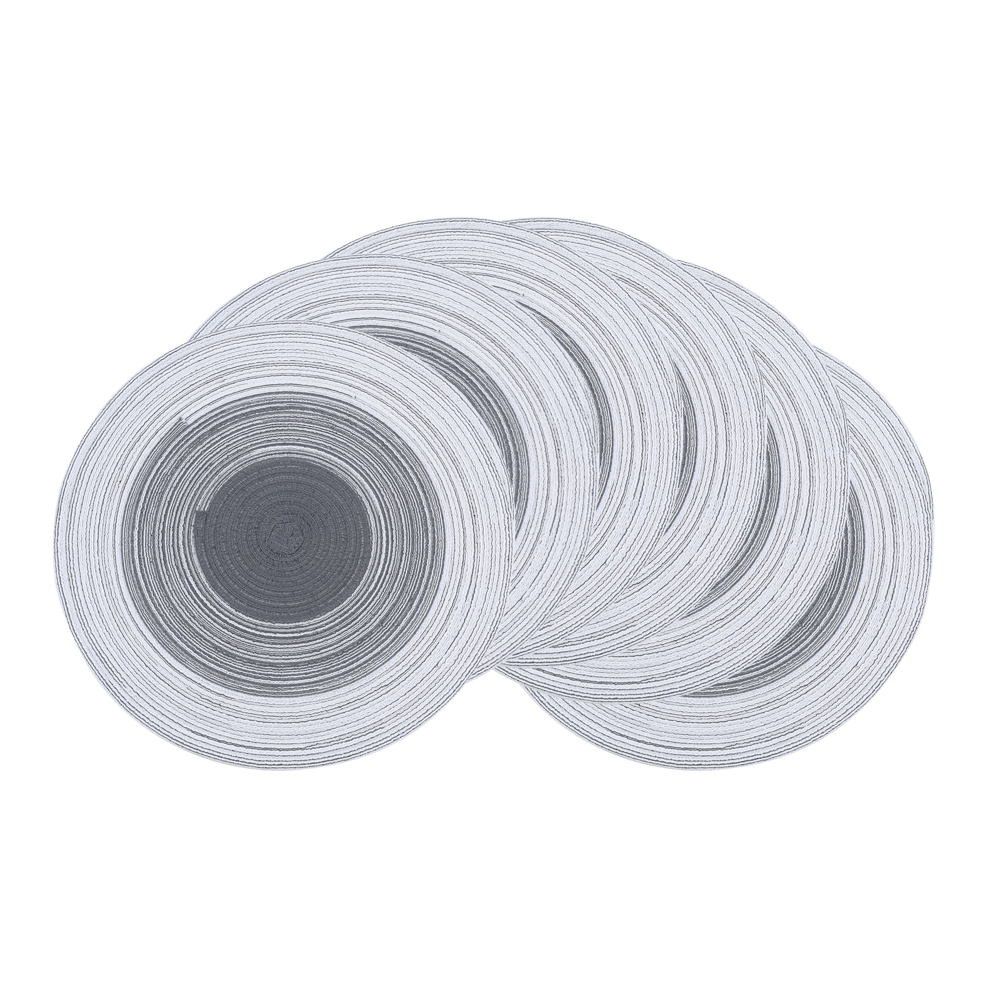 Unique Bargains Set of 6 Rattan Placemats for Dining Table Dark Gray