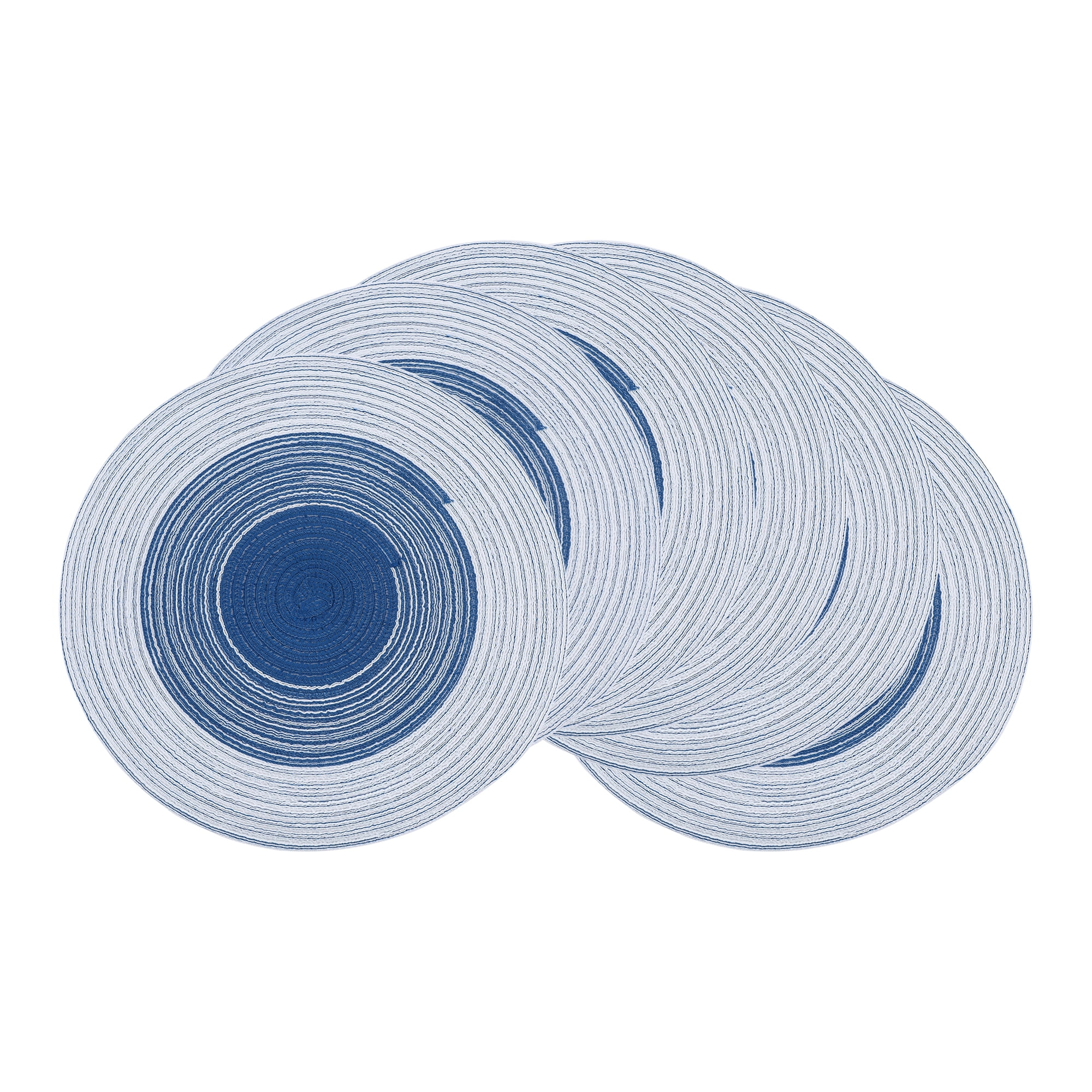 Unique Bargains Set of 6 Rattan Placemats for Dining Table Dark blue