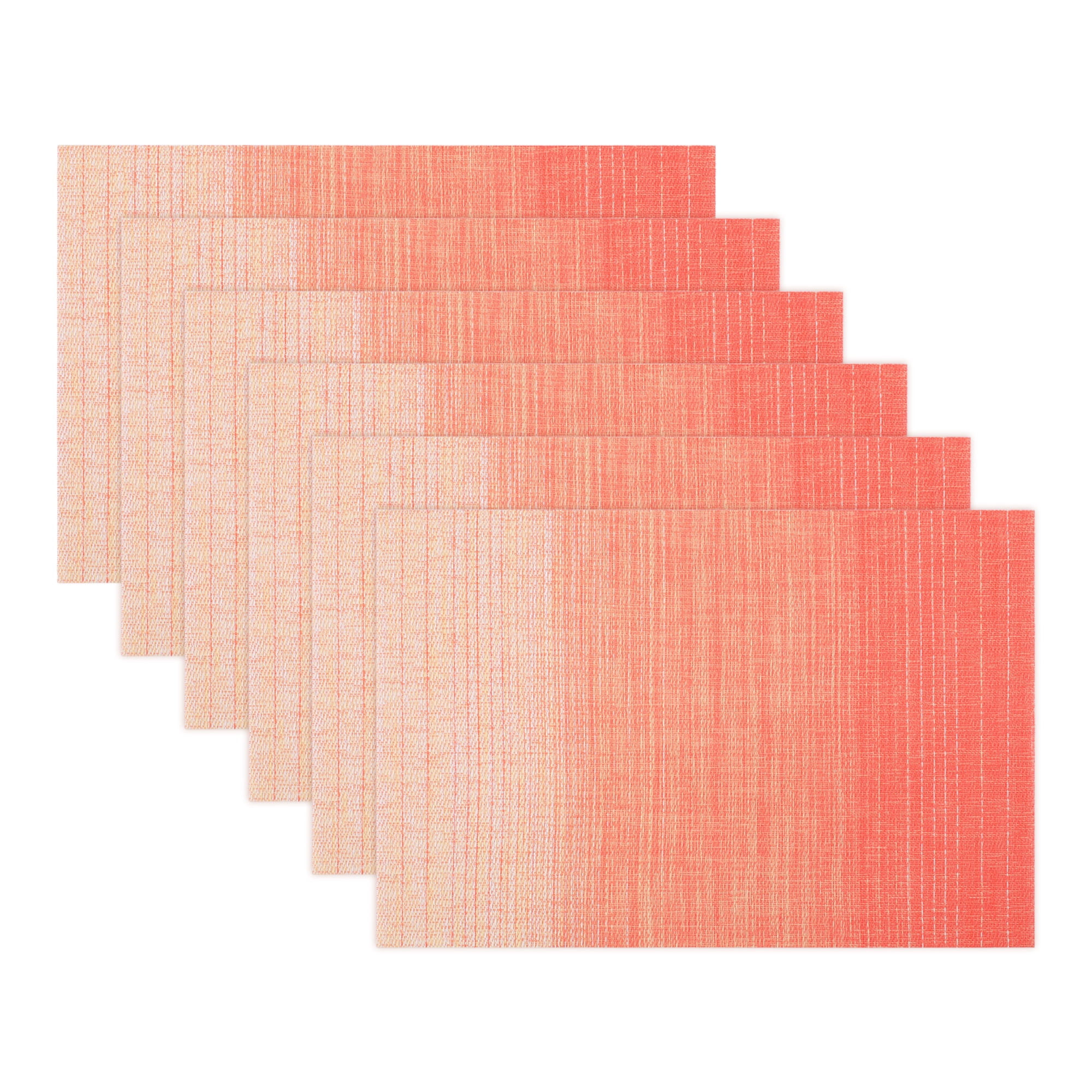 Unique Bargains Set of 6 Rectangle Placemats for Table Decor Orange Red 17.7x11.8inch