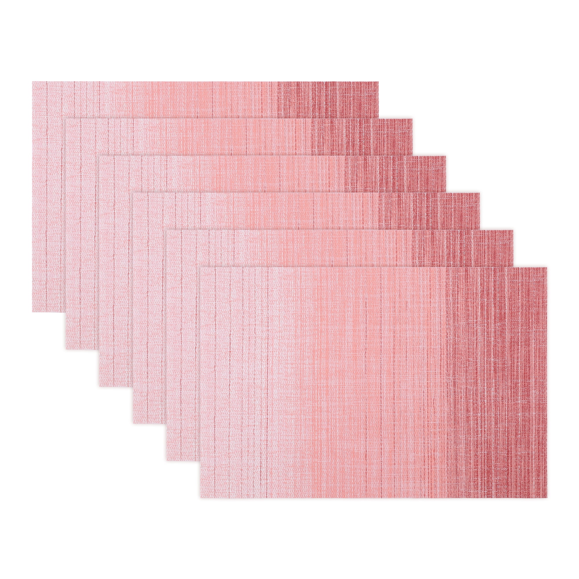 Unique Bargains Set of 6 Rectangle Placemats for Table Decor Pink 17.7x11.8inch