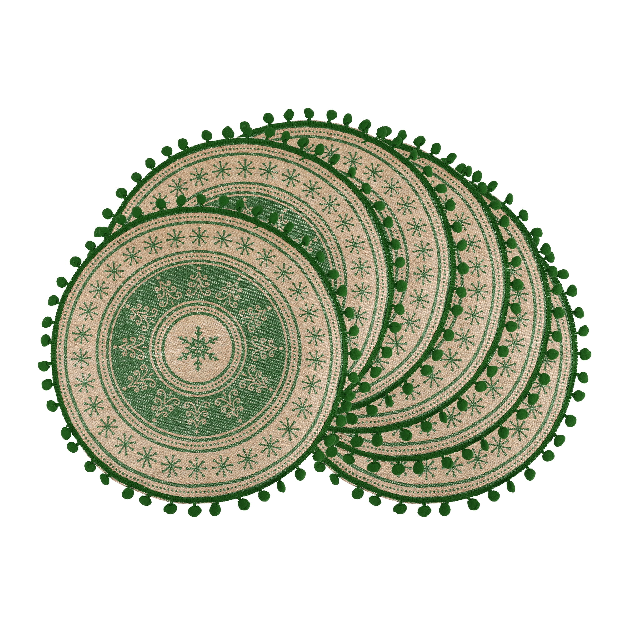 Unique Bargains Set of 6 Round Farmhouse Placemats for Dining Table Decor Floral