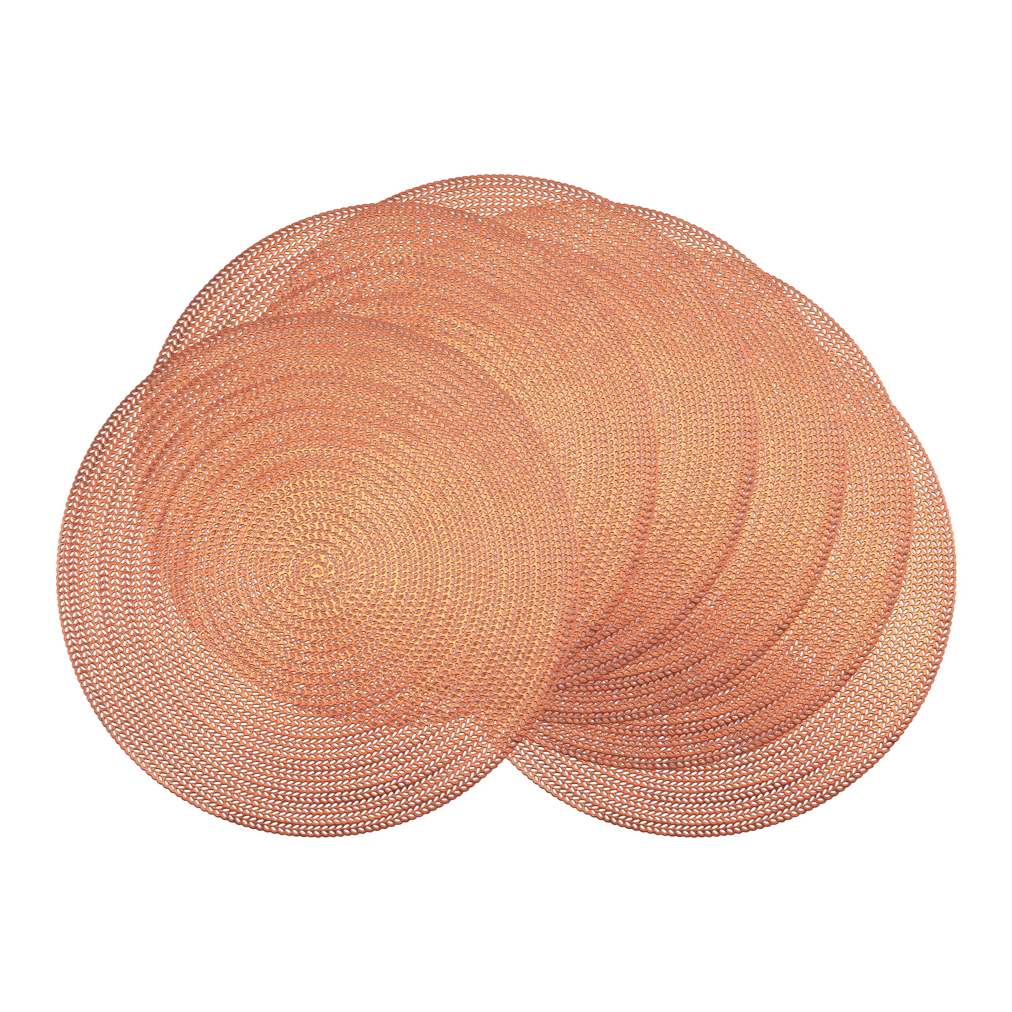 Unique Bargains Set of 6 Round Washable Hollow Design Placemats Bronze