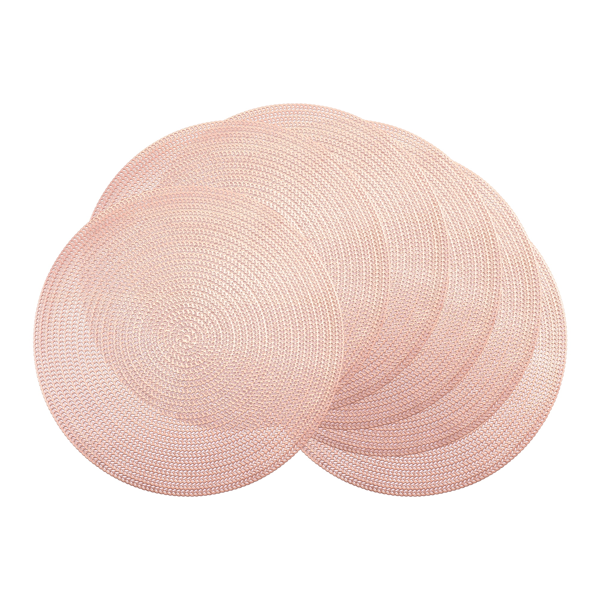Unique Bargains Set of 6 Round Washable Hollow Design Placemats Rose Gold