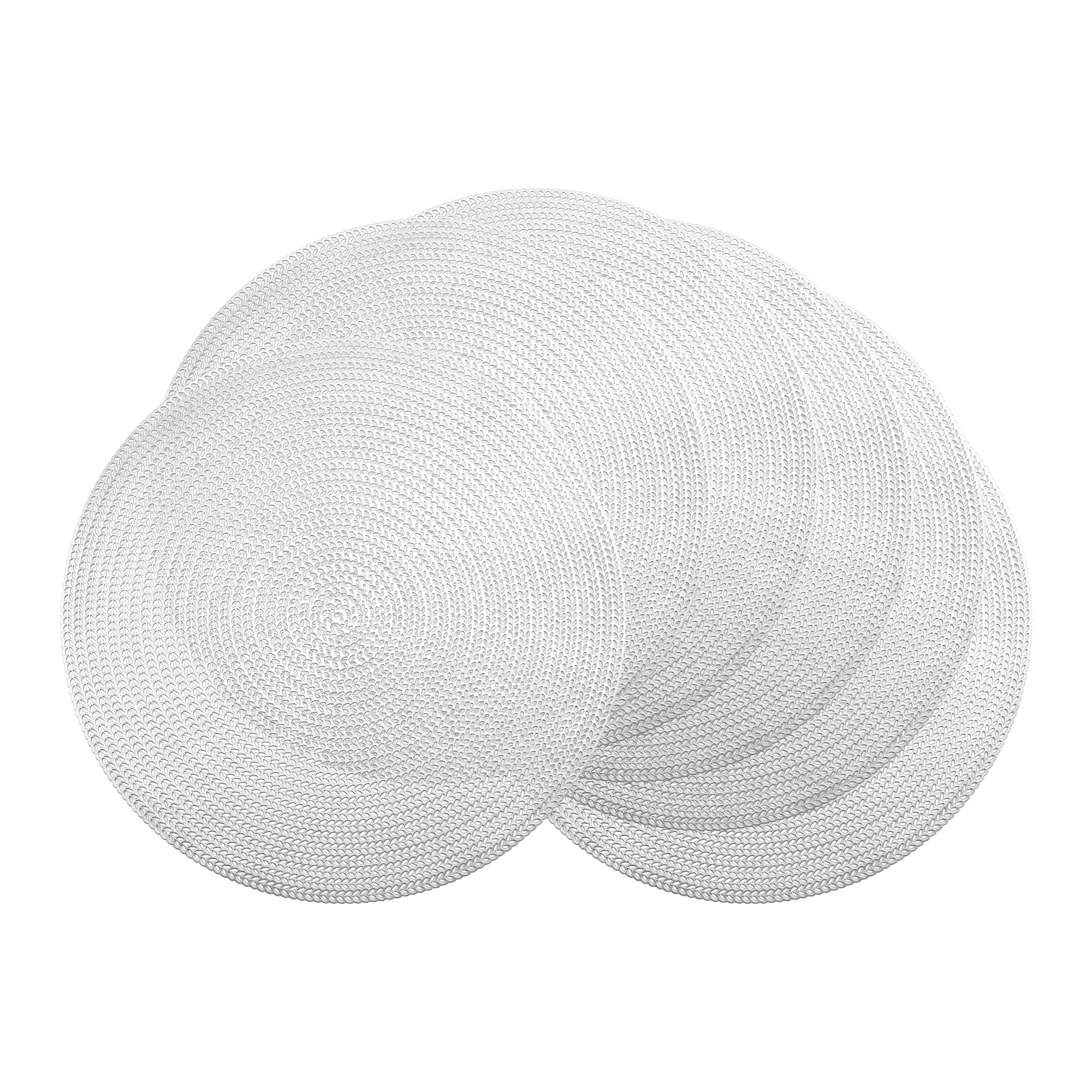 Unique Bargains Set of 6 Round Washable Hollow Design Placemats Silver