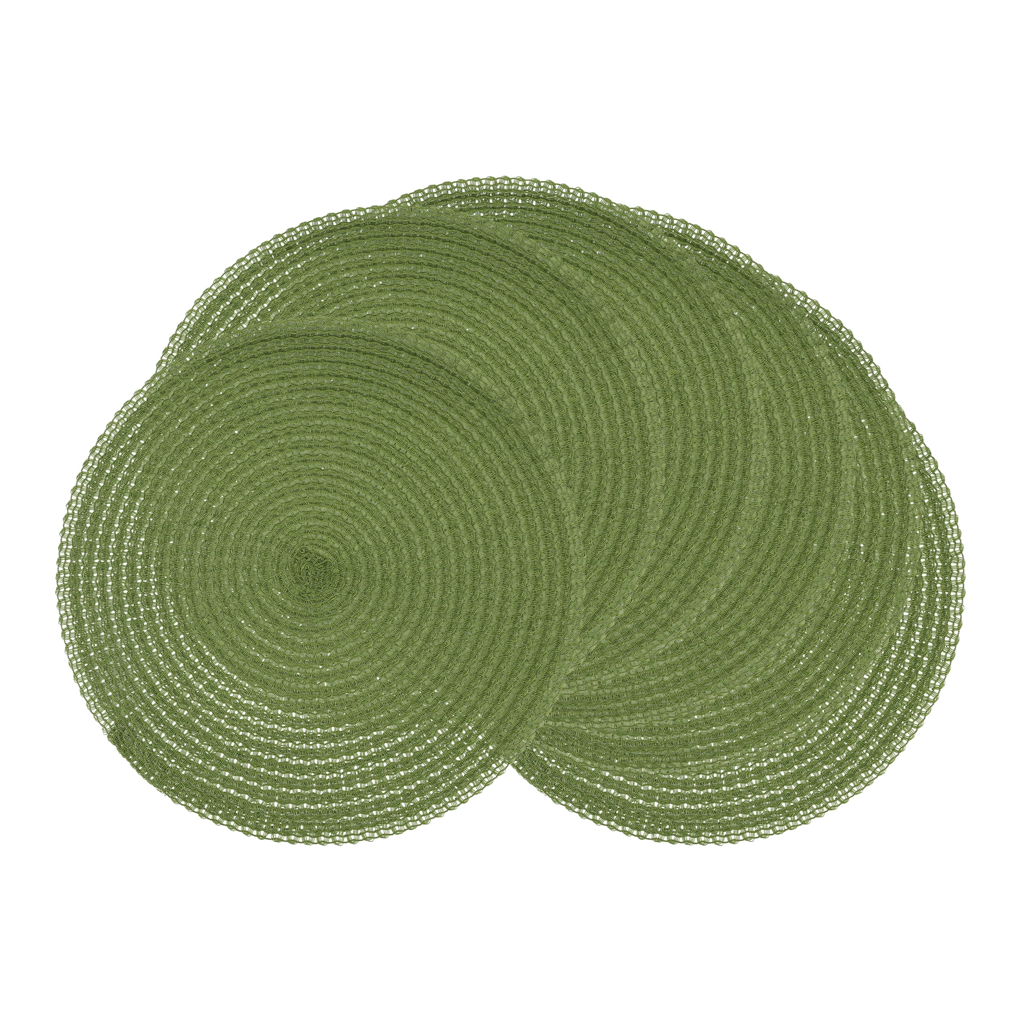 Unique Bargains Set of 6 Round Woven Placemats for Dining Table Green