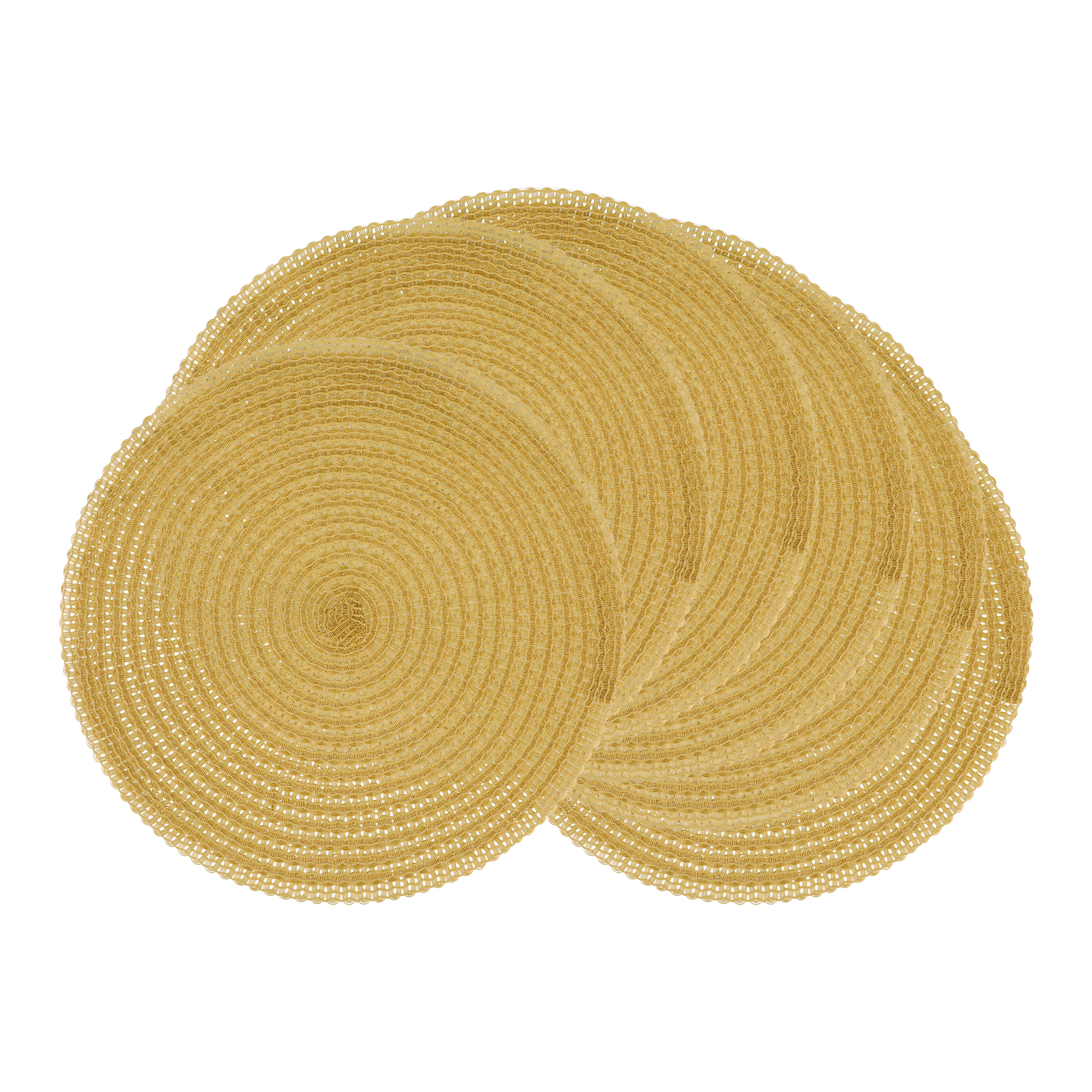Unique Bargains Set of 6 Round Woven Placemats for Dining Table Yellow
