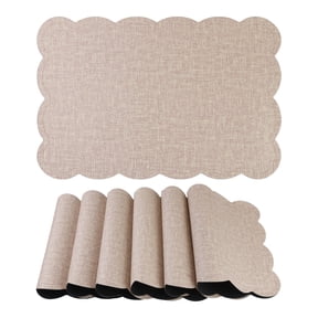 Unique Bargains Set of 6 Ruffle Placemats for Kitchen Dining Table Decor Beige