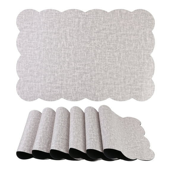 Unique Bargains Set of 6 Ruffle Placemats for Kitchen Dining Table Decor Gray