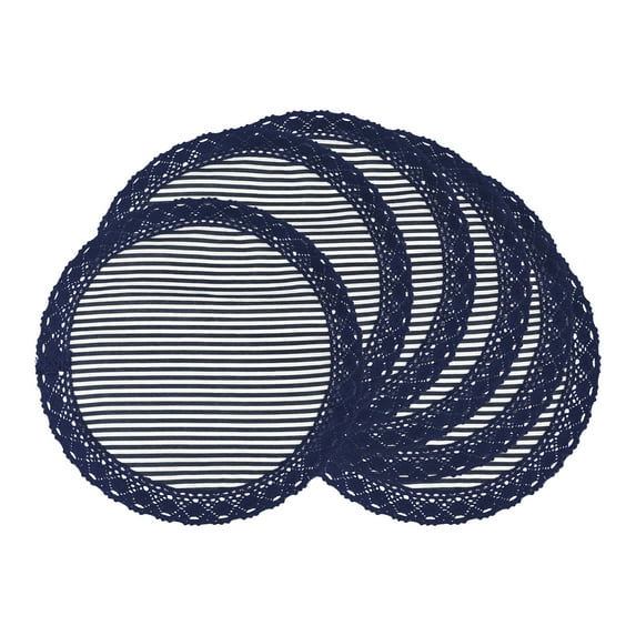 Unique Bargains Set of 6 Rustic Placemats for Dining Table Decor Blue