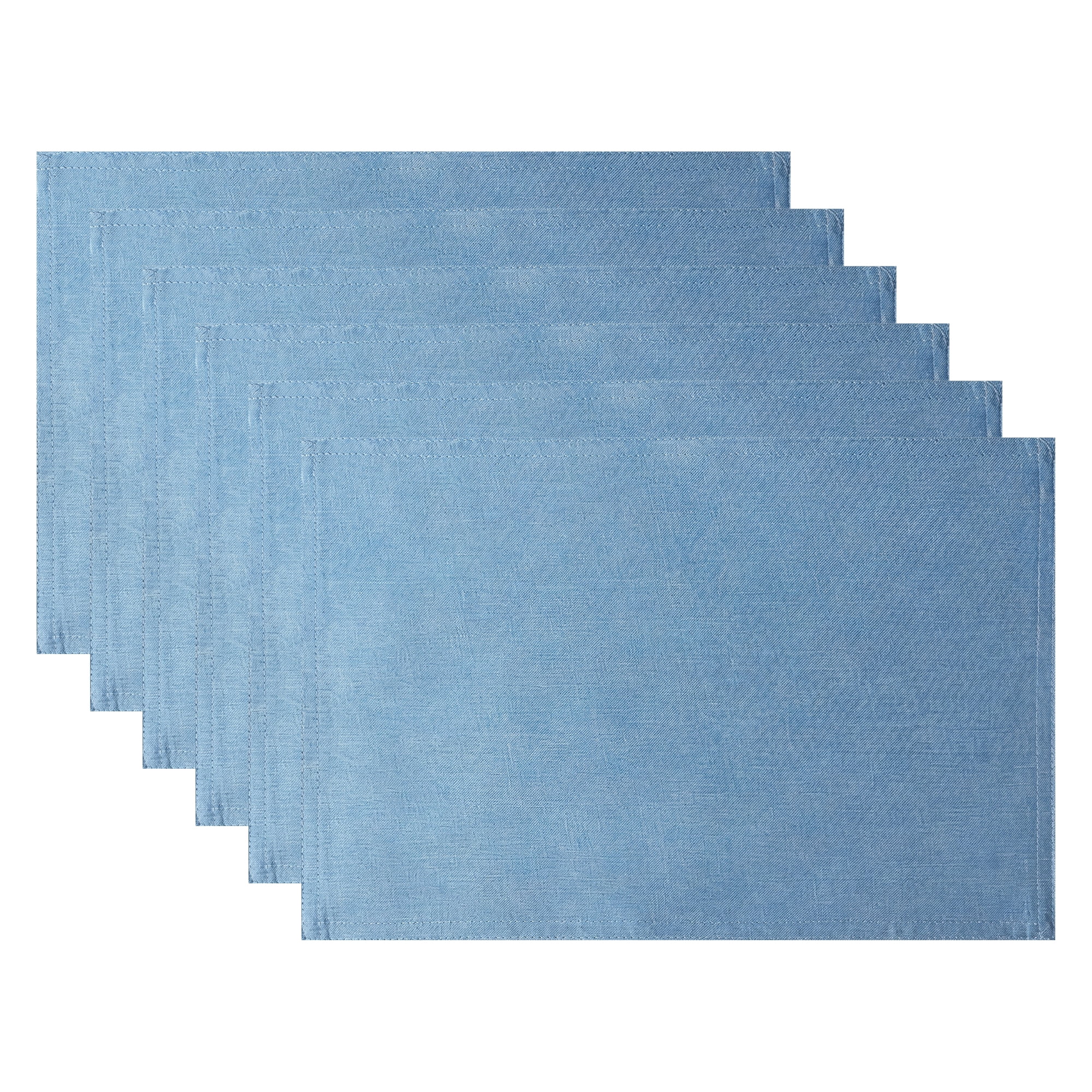 Unique Bargains Set of 6 Rustic Polyesterl Placemats for Dining Table Decor Blue 18"x12"