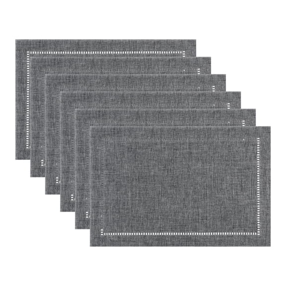 Unique Bargains Set of 6 Rustic Polyesterl Placemats for Dining Table Decor Dark Gray 18"x12"