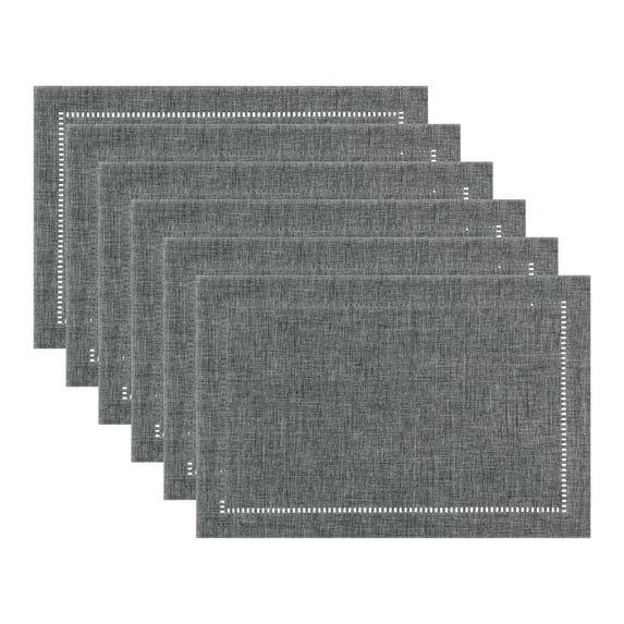 Unique Bargains Set of 6 Rustic Polyesterl Placemats for Dining Table Decor Gray