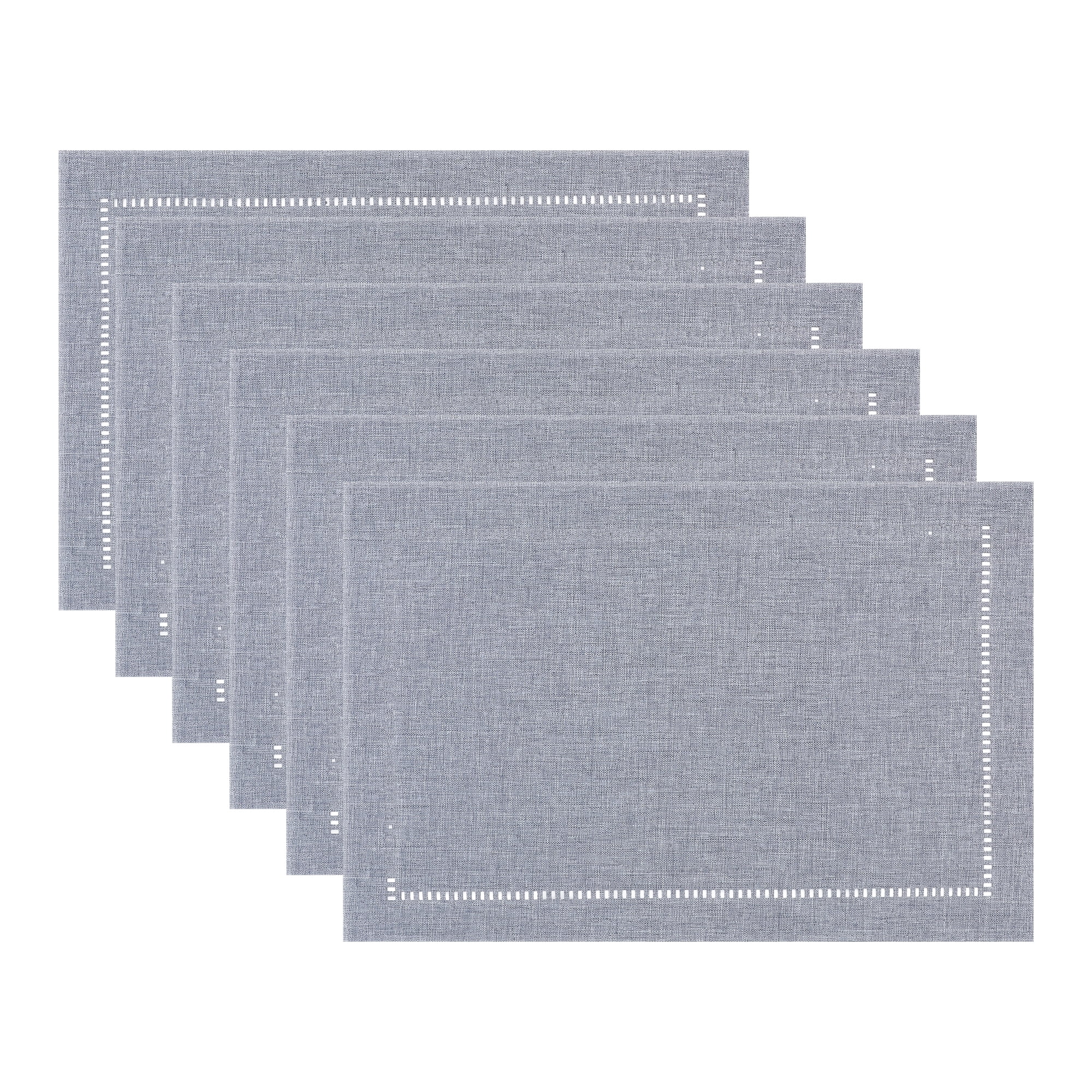 Unique Bargains Set of 6 Rustic Polyesterl Placemats for Dining Table Decor Light Gray 18"x12"