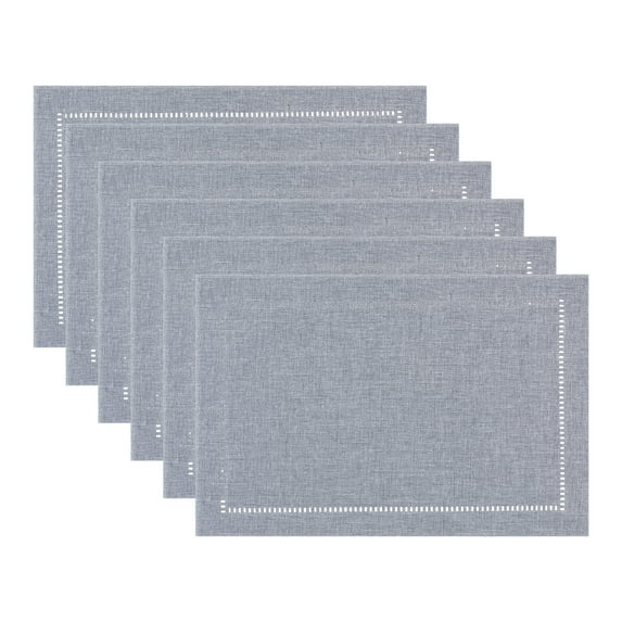 Unique Bargains Set of 6 Rustic Polyesterl Placemats for Dining Table Decor Light Gray