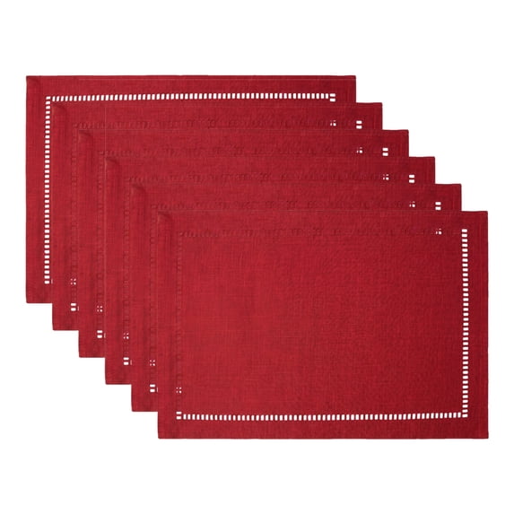 Unique Bargains Set of 6 Rustic Polyesterl Placemats for Dining Table Decor Red 18"x12"