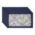 thumbnail image 1 of Unique Bargains Set of 6 Rustic Washable Table Mat Placemats with Lace Trim Blue Rose, 1 of 6