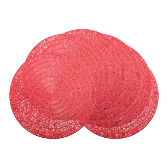 Unique Bargains Set of 6 Rustic Woven Placemats for Dining Table Decor Indoor Red