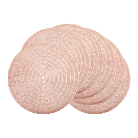 Unique Bargains Set of 6 Rustic Woven Placemats for Dining Table Decor Indoor Rose Gold