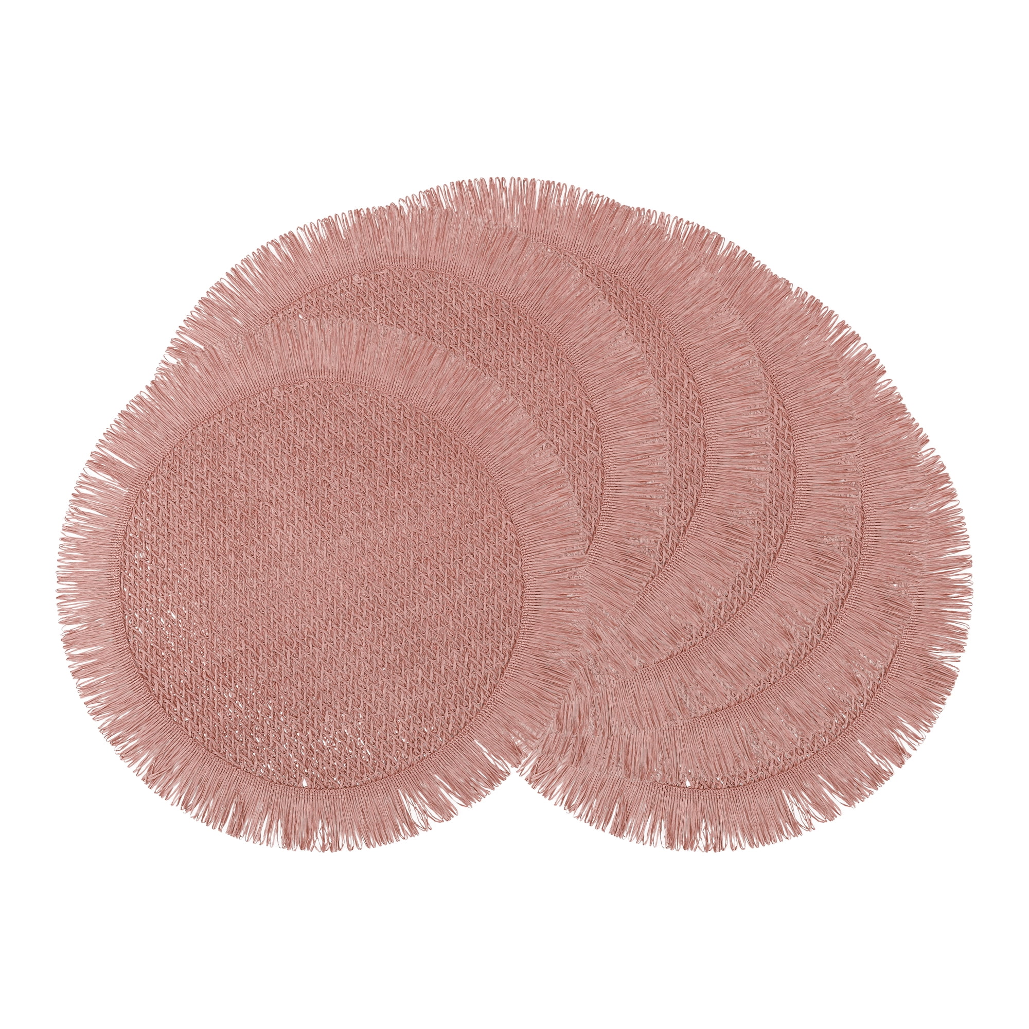 Unique Bargains Set of 6 Rustic Woven Placemats for Dining Table Decor Pink