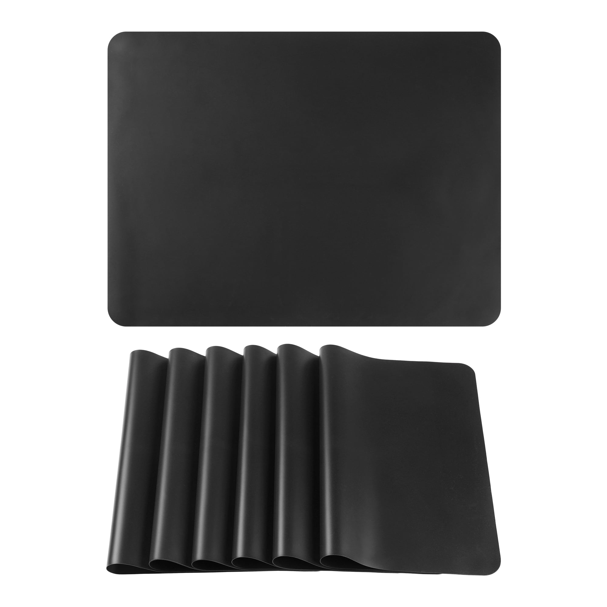 Unique Bargains Set of 6 Silicone Placemats for Kitchen Dining Table Decor Black