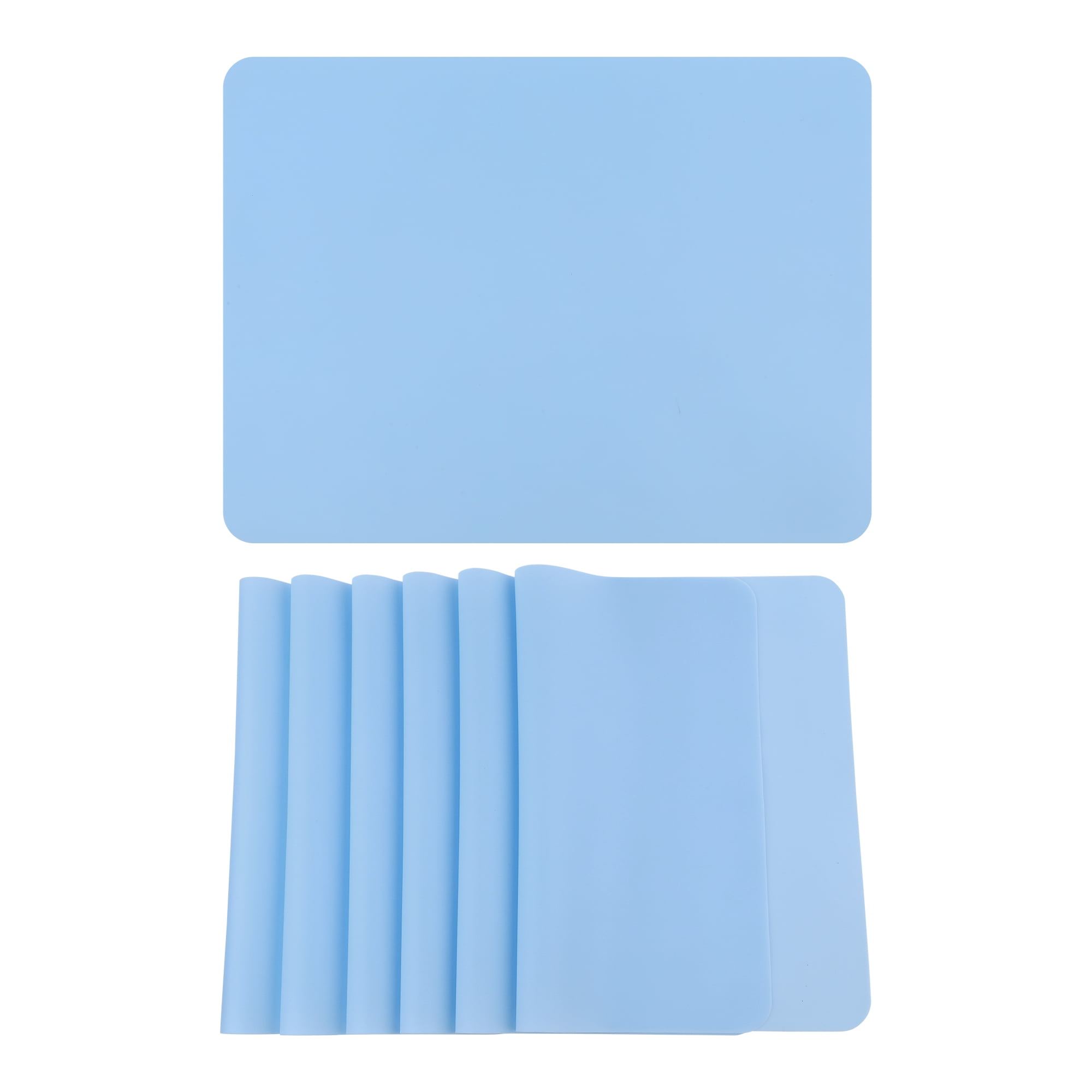 Unique Bargains Set of 6 Silicone Placemats for Kitchen Dining Table Decor Blue
