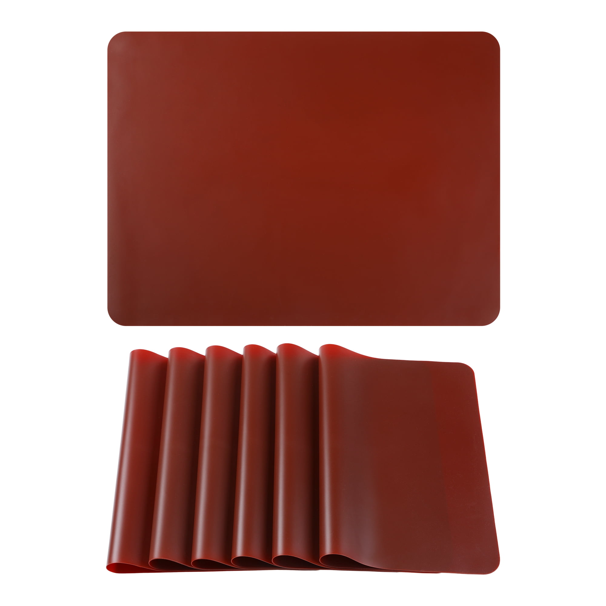 Unique Bargains Set of 6 Silicone Placemats for Kitchen Dining Table Decor Brown