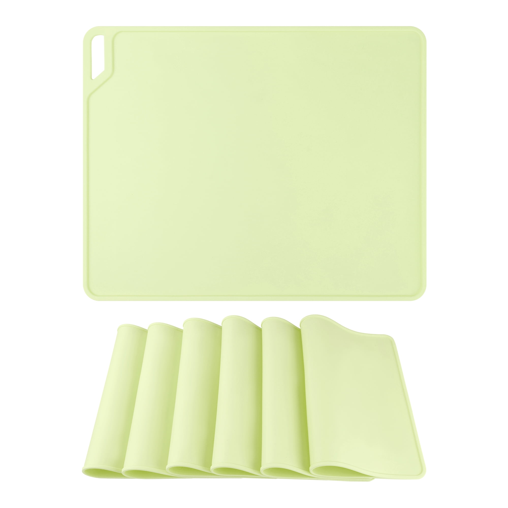 Unique Bargains Set of 6 Silicone Placemats for Kitchen Dining Table Decor Light Green