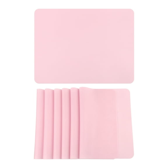 Unique Bargains Set of 6 Silicone Placemats for Kitchen Dining Table Decor Pink