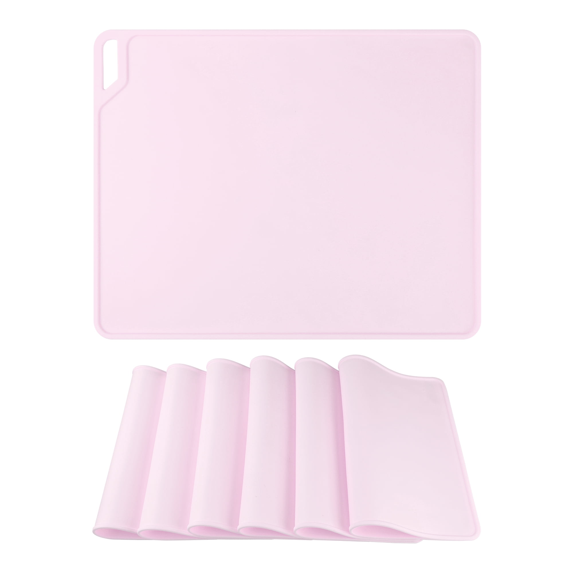 Unique Bargains Set of 6 Silicone Placemats for Kitchen Dining Table Decor Pink