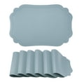 thumbnail image 1 of Unique Bargains Set of 6 Solid Placemats Leather Placemats for Kitchen Dining Light Blue, 1 of 6