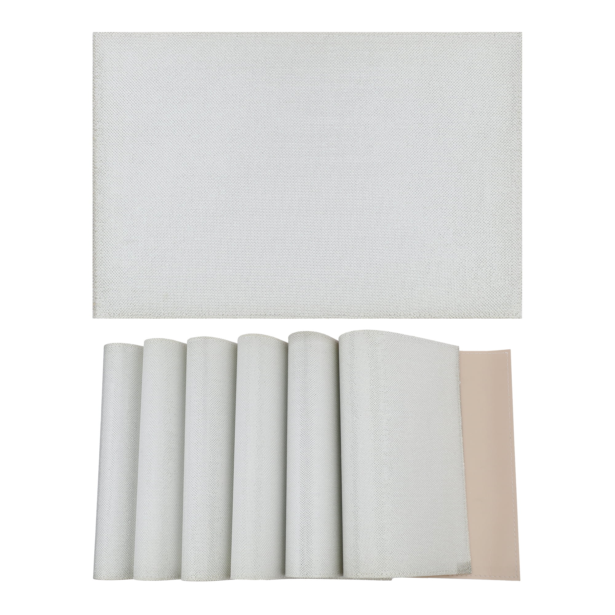 Unique Bargains Set of 6 Sparkle Placemats for Kitchen Dining Table Decor Beige