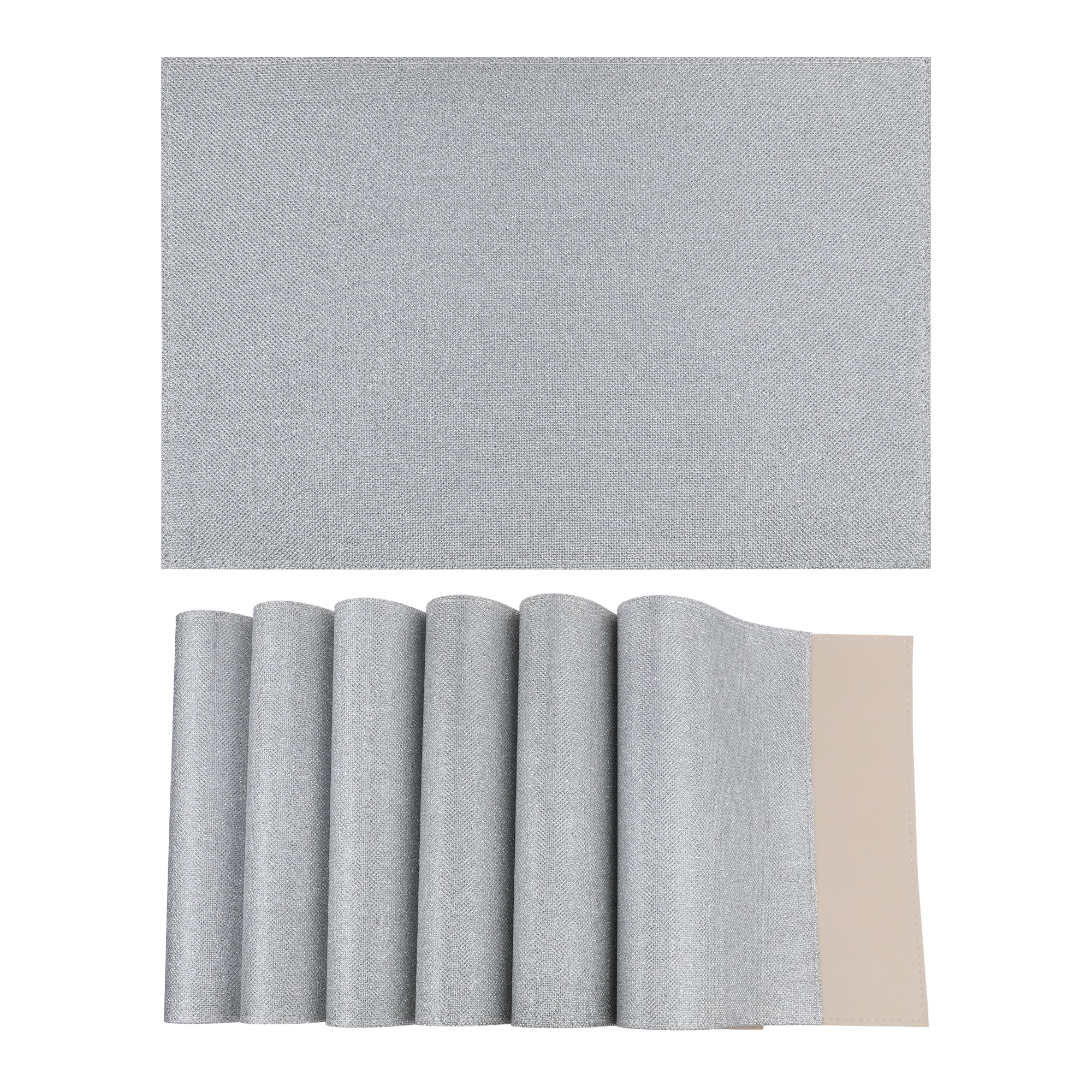 Unique Bargains Set of 6 Sparkle Placemats for Kitchen Dining Table Decor Silver