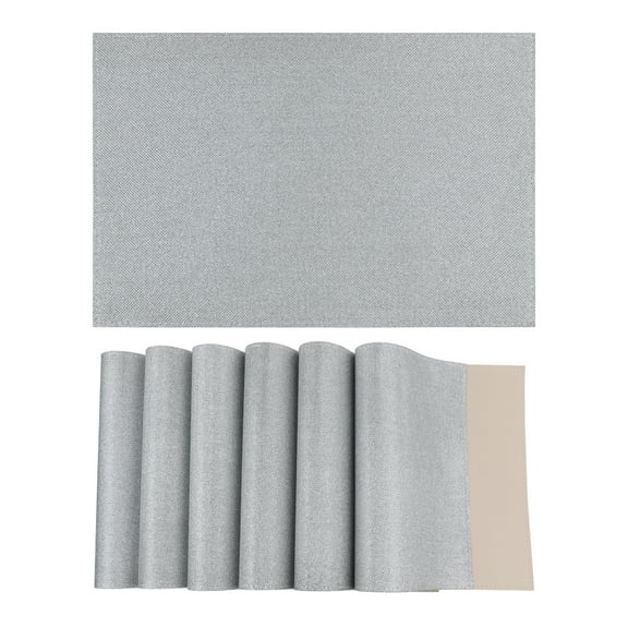 Unique Bargains Set of 6 Sparkle Placemats for Kitchen Dining Table Decor Silver