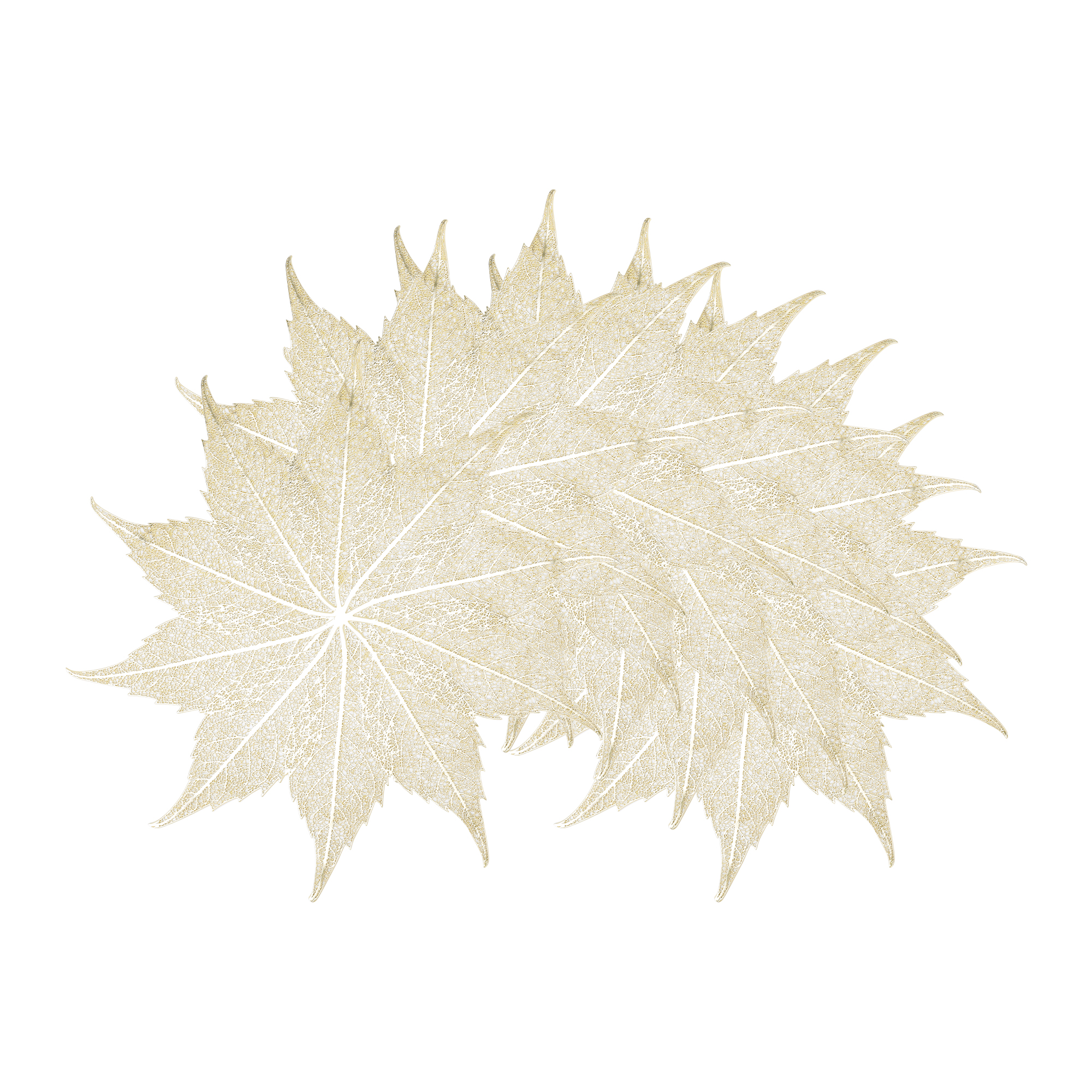 Unique Bargains Set of 6 Washable Farmhouse Leaf Shape Placemats Indoor Light Gold