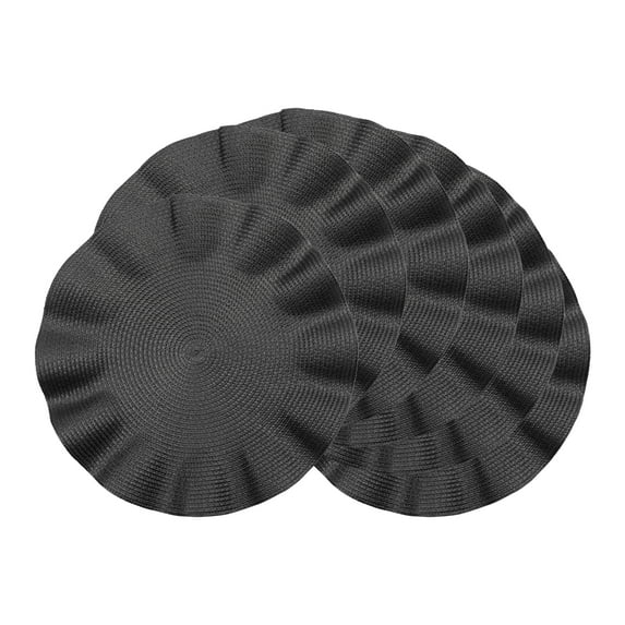 Unique Bargains Set of 6 Washable Farmhouse Placemats Indoor Black